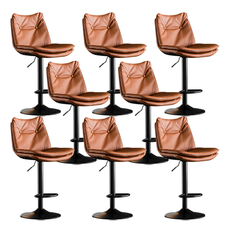 Scandinavian Metal Stool Faux Leather Upholstered Counter Stool in Matte Finish