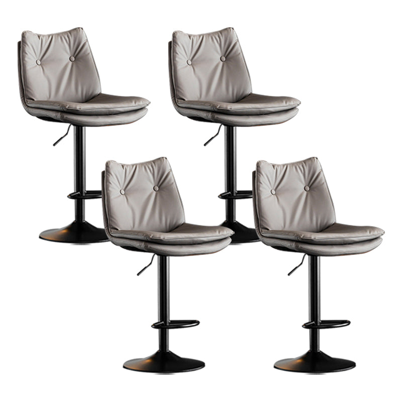 Scandinavian Metal Stool Faux Leather Upholstered Counter Stool in Matte Finish