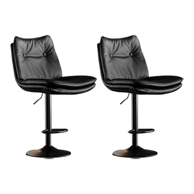 Scandinavian Metal Stool Faux Leather Upholstered Counter Stool in Matte Finish