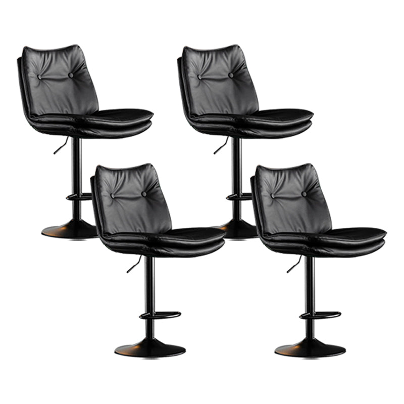 Scandinavian Metal Stool Faux Leather Upholstered Counter Stool in Matte Finish