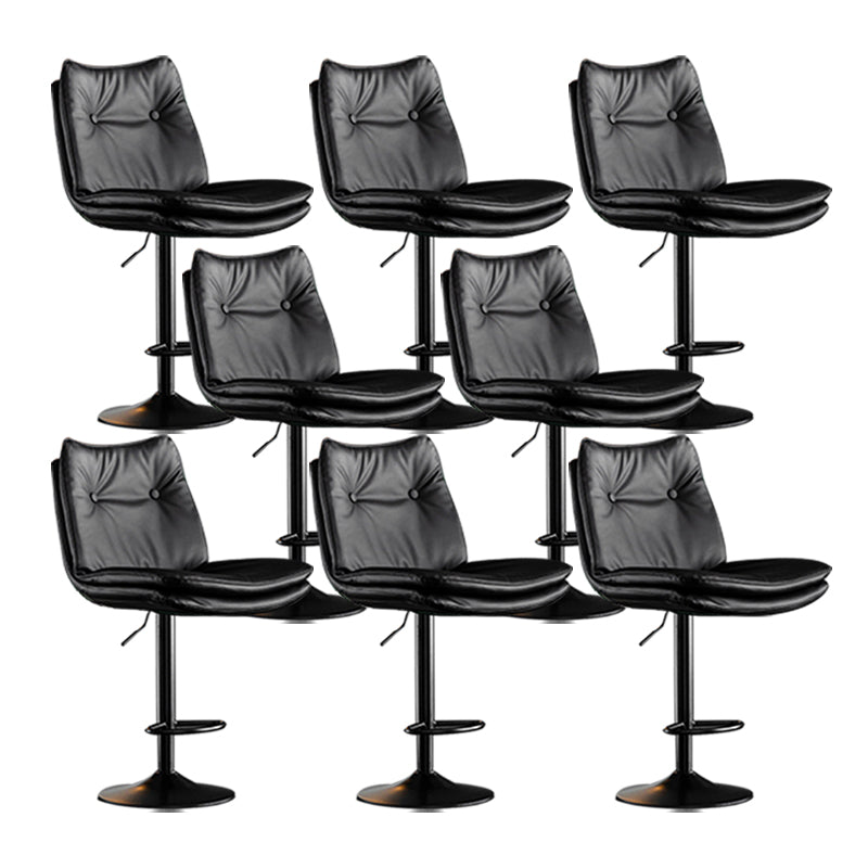 Scandinavian Metal Stool Faux Leather Upholstered Counter Stool in Matte Finish