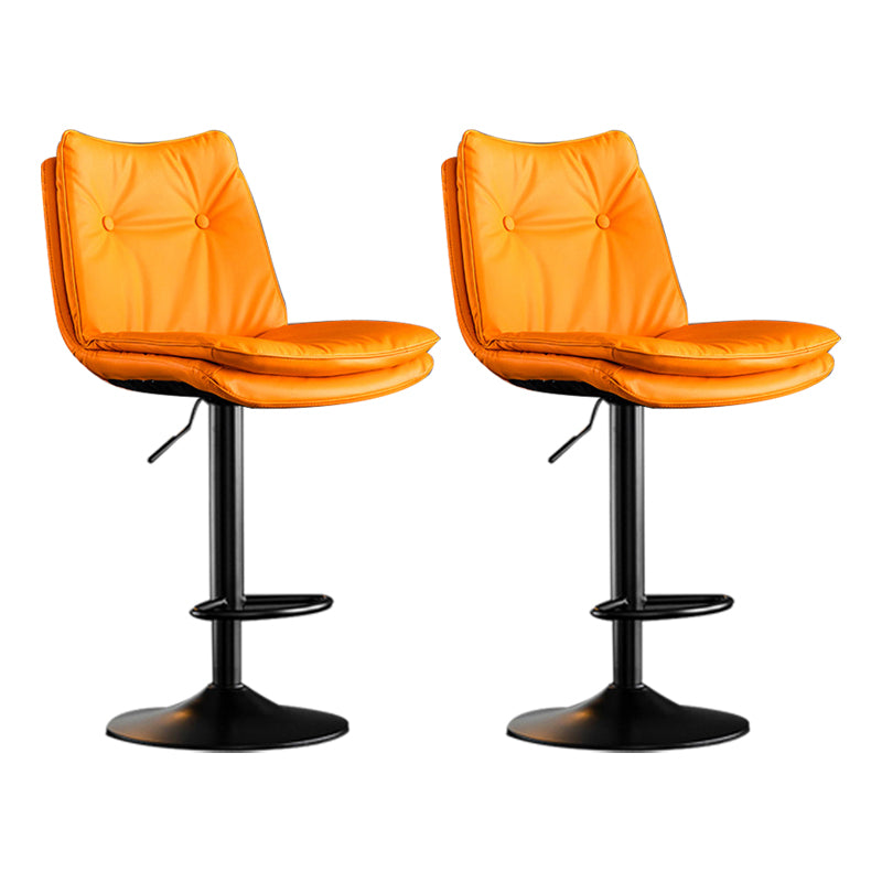 Scandinavian Metal Stool Faux Leather Upholstered Counter Stool in Matte Finish