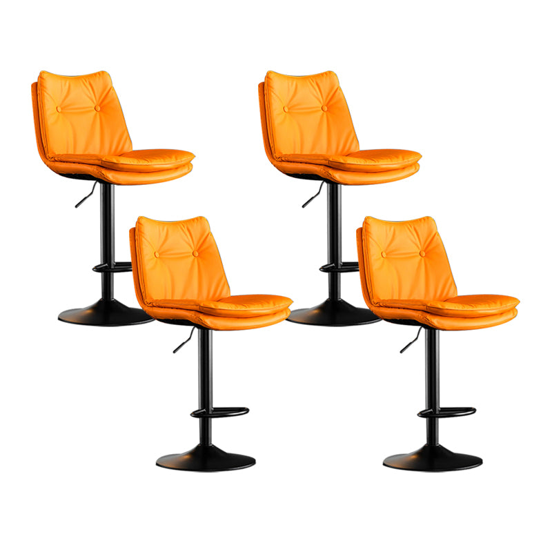 Scandinavian Metal Stool Faux Leather Upholstered Counter Stool in Matte Finish