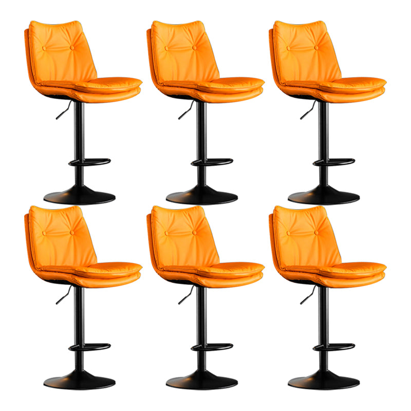 Scandinavian Metal Stool Faux Leather Upholstered Counter Stool in Matte Finish