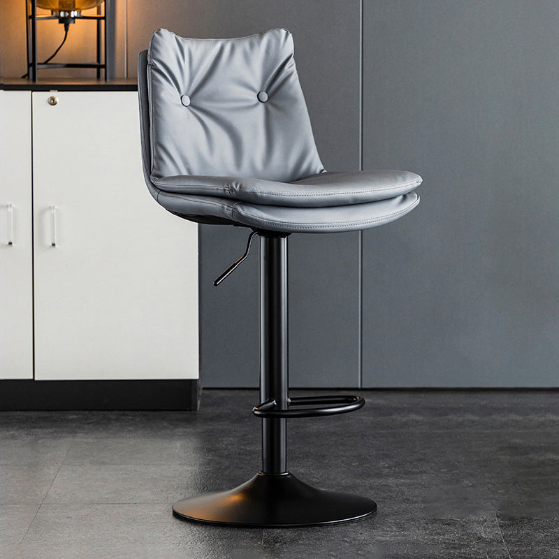 Scandinavian Metal Stool Faux Leather Upholstered Counter Stool in Matte Finish