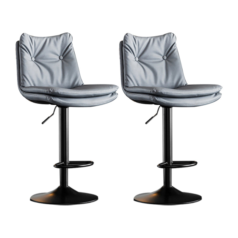 Scandinavian Metal Stool Faux Leather Upholstered Counter Stool in Matte Finish