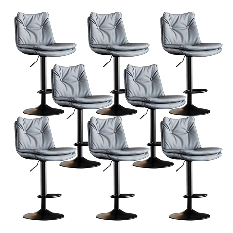 Scandinavian Metal Stool Faux Leather Upholstered Counter Stool in Matte Finish