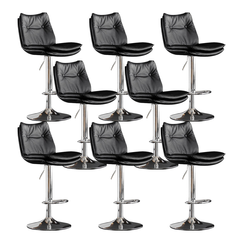 Scandinavian Metal Stool Faux Leather Upholstered Counter Stool in Matte Finish