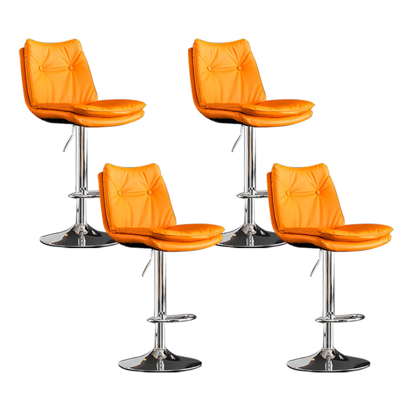 Scandinavian Metal Stool Faux Leather Upholstered Counter Stool in Matte Finish