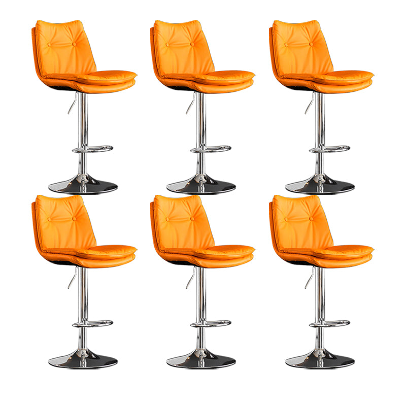 Scandinavian Metal Stool Faux Leather Upholstered Counter Stool in Matte Finish