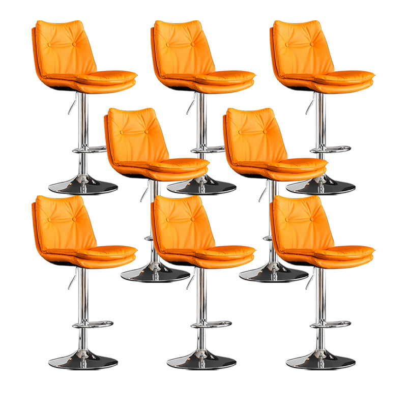 Scandinavian Metal Stool Faux Leather Upholstered Counter Stool in Matte Finish