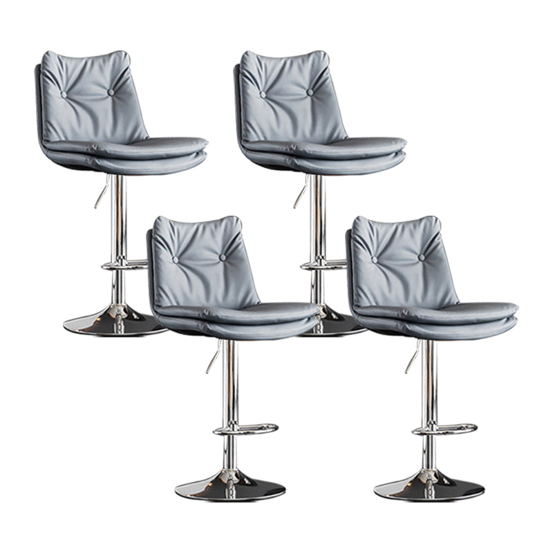 Scandinavian Metal Stool Faux Leather Upholstered Counter Stool in Matte Finish