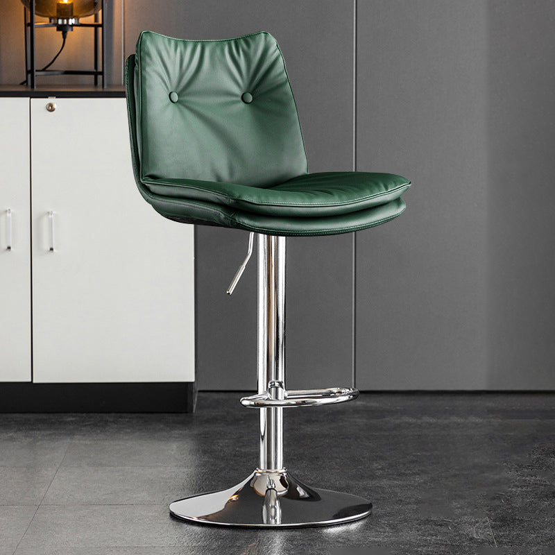 Scandinavian Metal Stool Faux Leather Upholstered Counter Stool in Matte Finish