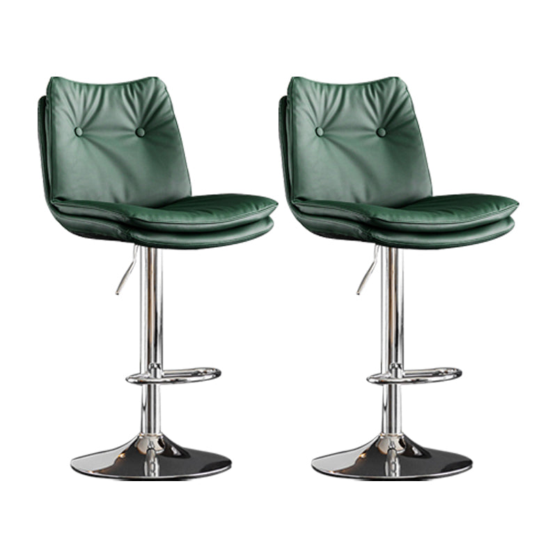 Scandinavian Metal Stool Faux Leather Upholstered Counter Stool in Matte Finish