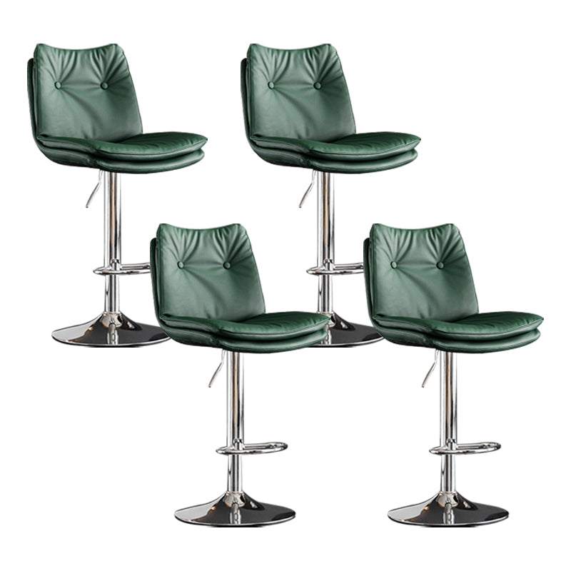 Scandinavian Metal Stool Faux Leather Upholstered Counter Stool in Matte Finish