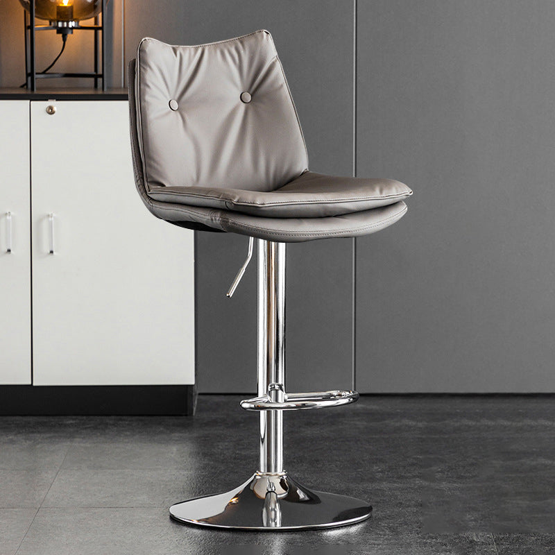 Scandinavian Metal Stool Faux Leather Upholstered Counter Stool in Matte Finish