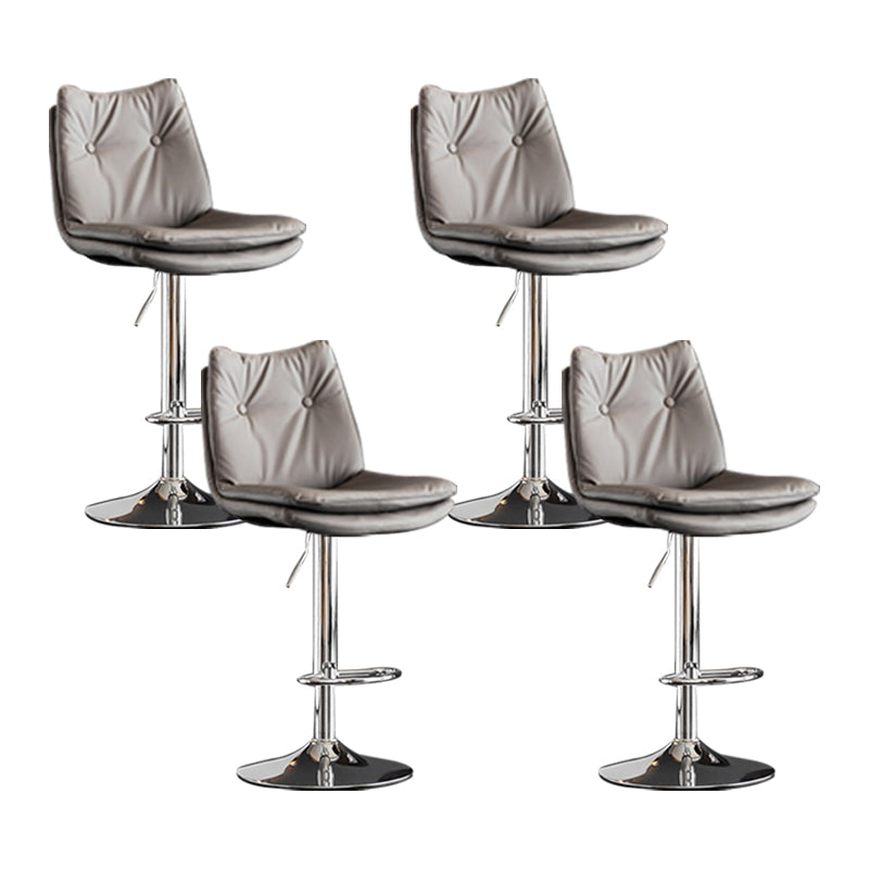 Scandinavian Metal Stool Faux Leather Upholstered Counter Stool in Matte Finish