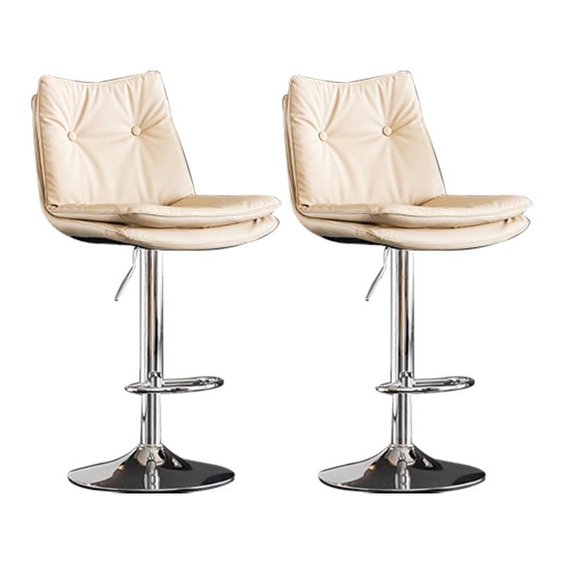 Scandinavian Metal Stool Faux Leather Upholstered Counter Stool in Matte Finish