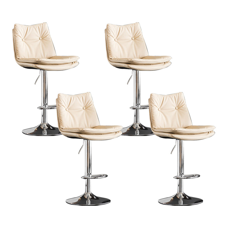 Scandinavian Metal Stool Faux Leather Upholstered Counter Stool in Matte Finish