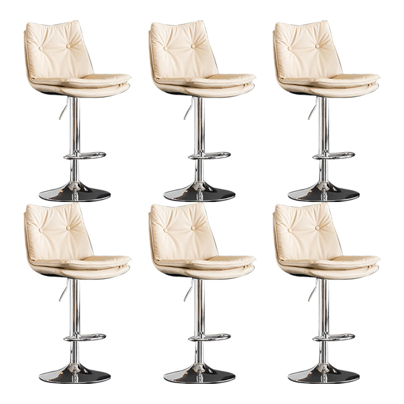 Scandinavian Metal Stool Faux Leather Upholstered Counter Stool in Matte Finish