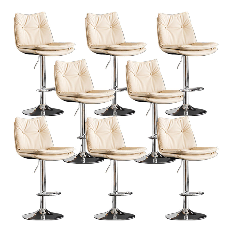 Scandinavian Metal Stool Faux Leather Upholstered Counter Stool in Matte Finish