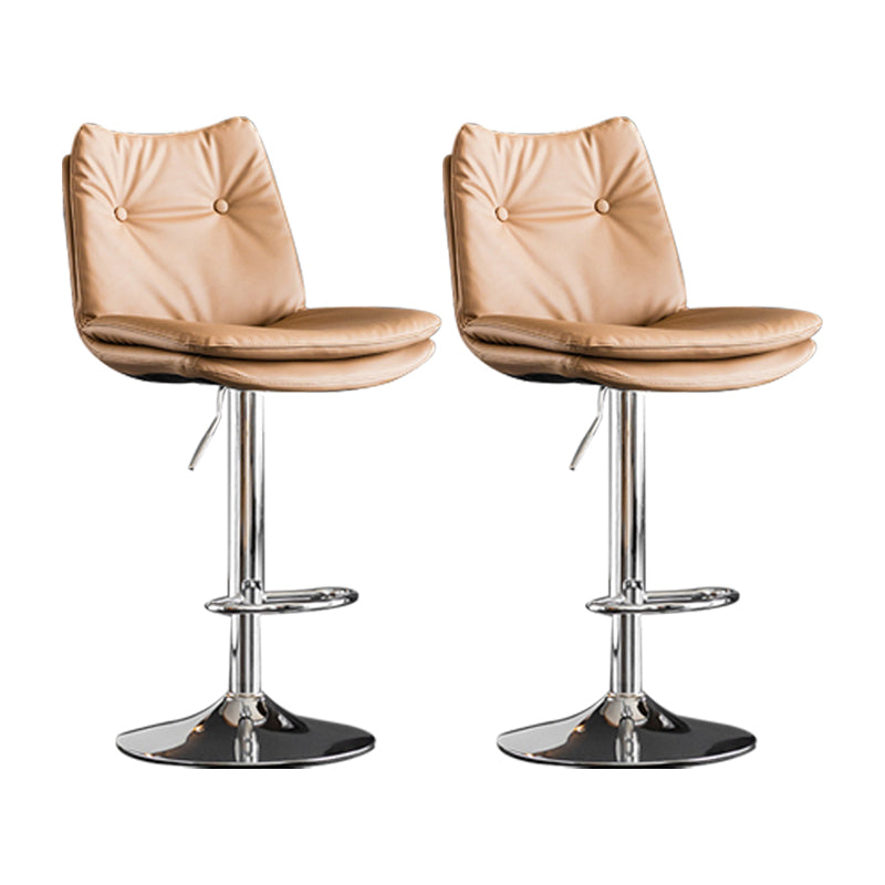 Scandinavian Metal Stool Faux Leather Upholstered Counter Stool in Matte Finish