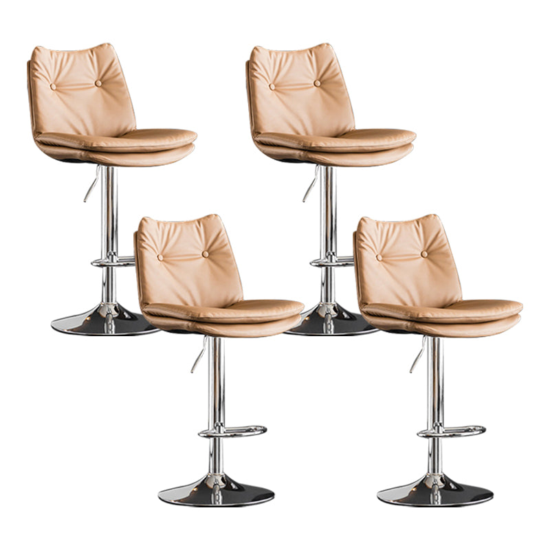 Scandinavian Metal Stool Faux Leather Upholstered Counter Stool in Matte Finish