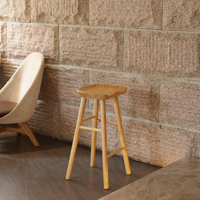 Contemporary Wood Stool Rectangle Seat Counter Stool in Matte Finish