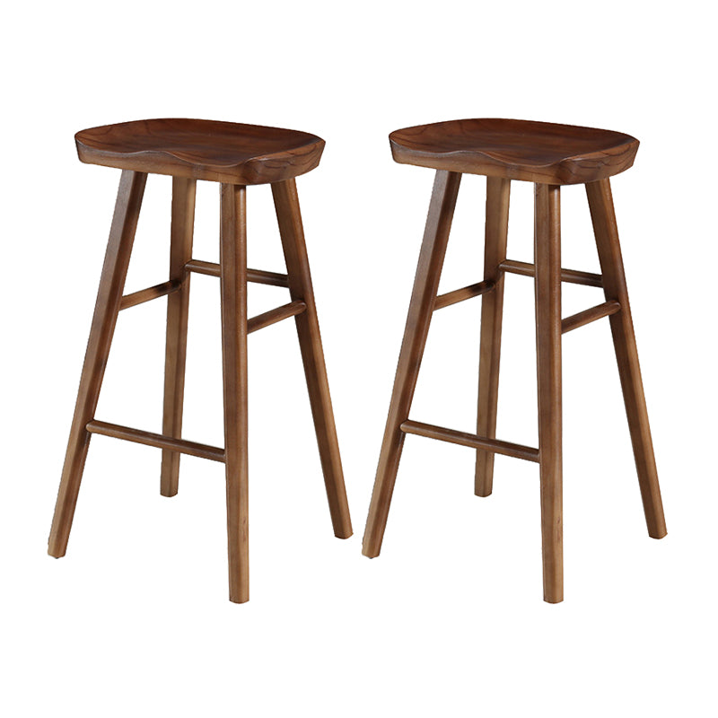 Contemporary Wood Stool Rectangle Seat Counter Stool in Matte Finish