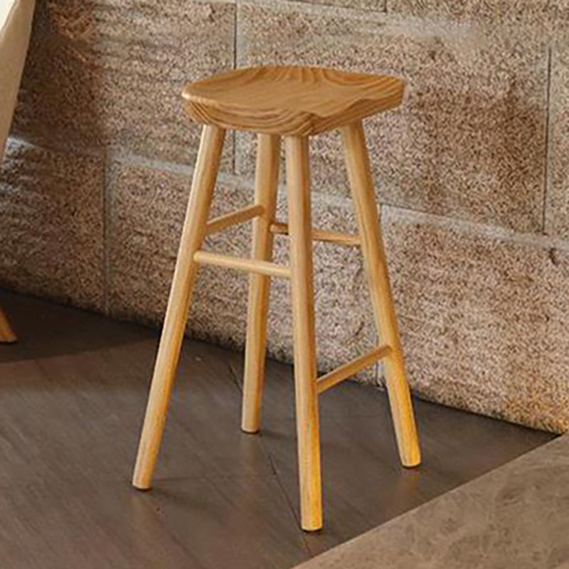 Contemporary Wood Stool Rectangle Seat Counter Stool in Matte Finish