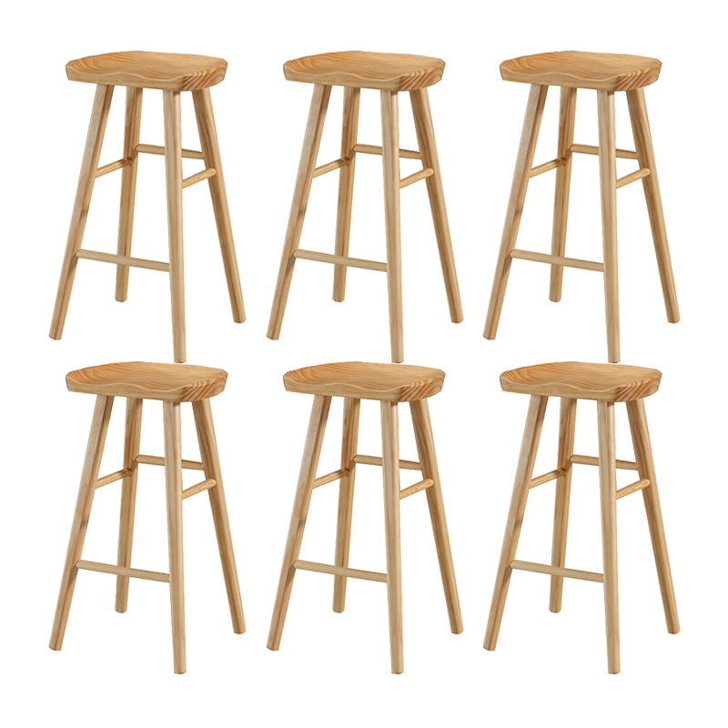Contemporary Wood Stool Rectangle Seat Counter Stool in Matte Finish