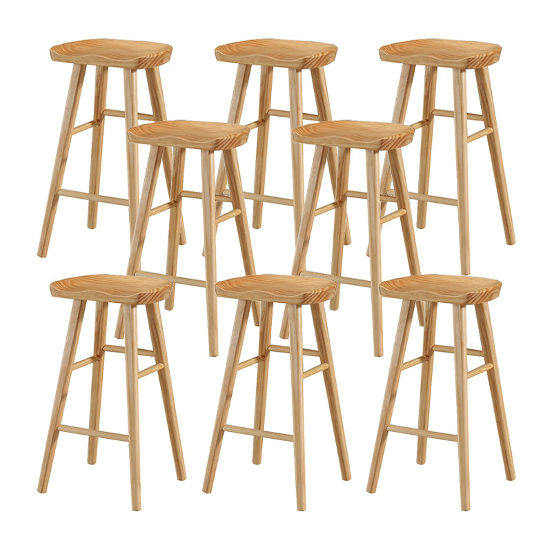 Contemporary Wood Stool Rectangle Seat Counter Stool in Matte Finish