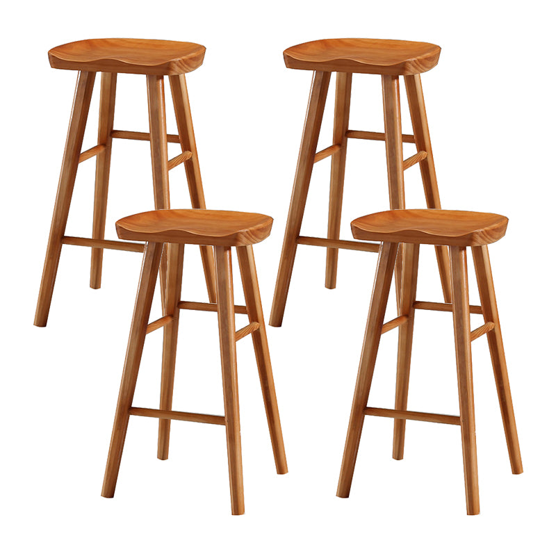 Contemporary Wood Stool Rectangle Seat Counter Stool in Matte Finish