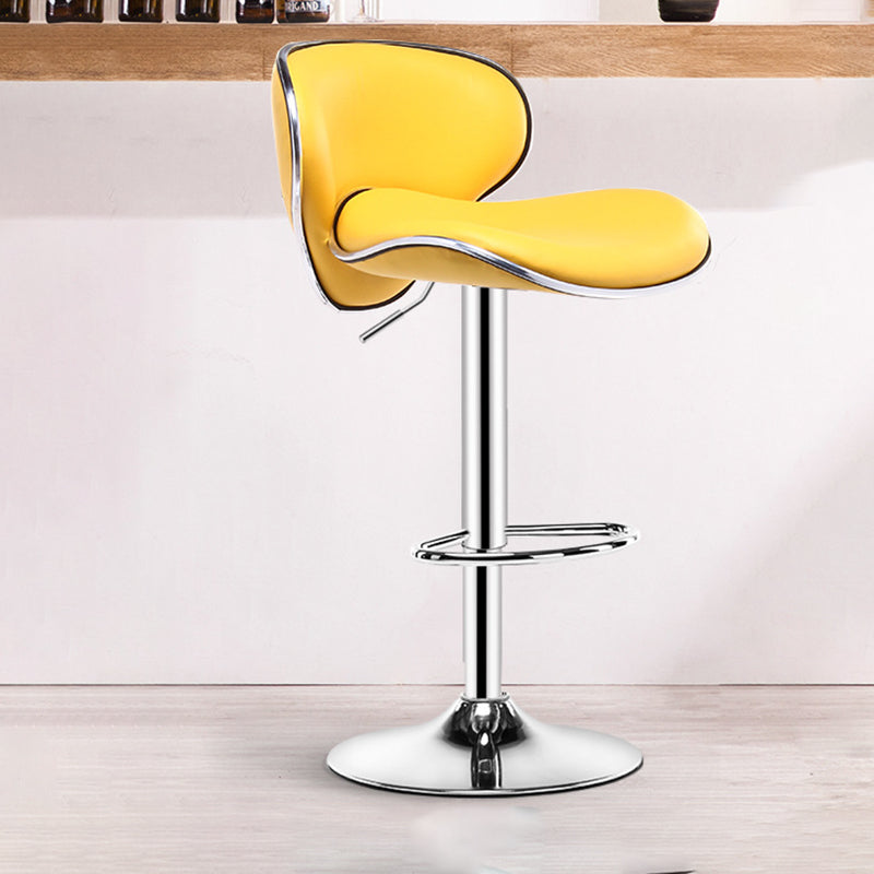 Contemporary Metal Stool Faux Leather Upholstered Counter Stool