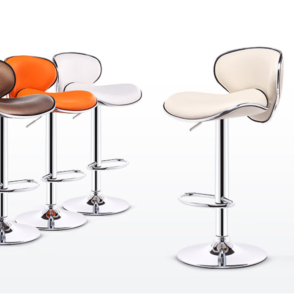 Contemporary Metal Stool Faux Leather Upholstered Counter Stool