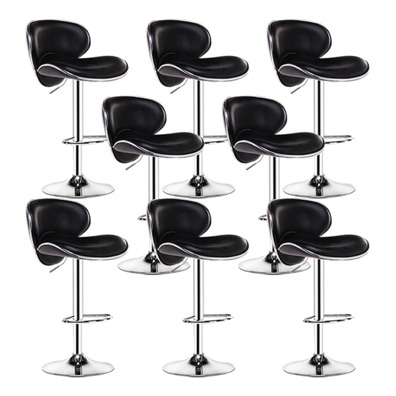 Contemporary Metal Stool Faux Leather Upholstered Counter Stool