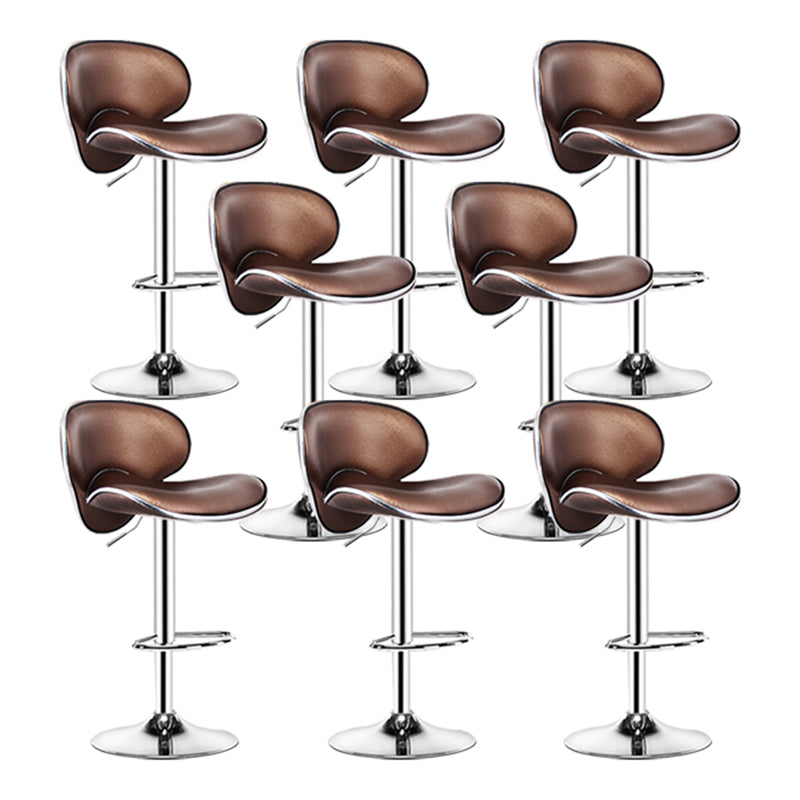 Contemporary Metal Stool Faux Leather Upholstered Counter Stool