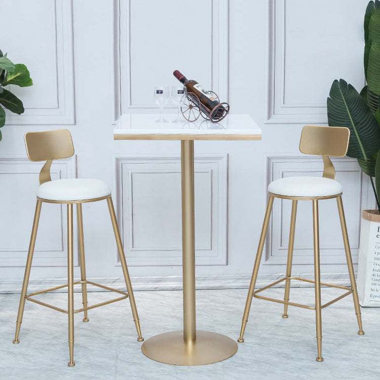 Bar Height Pub Table Glam Metal Pedestal Bar Table for Indoor