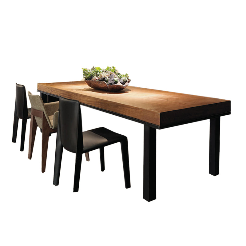 Pine Wood Dining Table Industrial Rectangle Table with 4 Legs