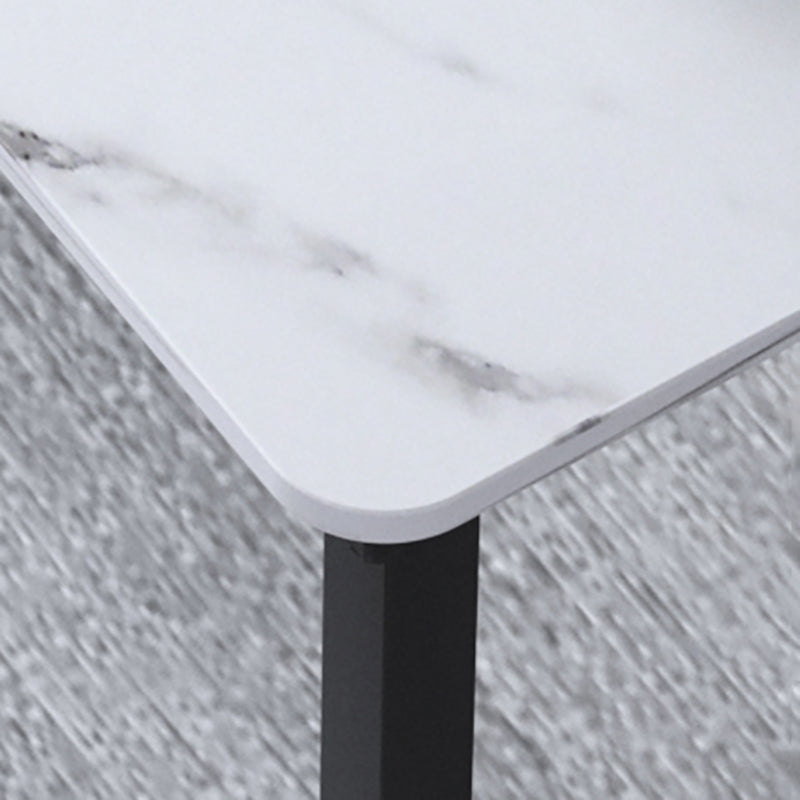 Stone Modern Rectangular Writing Desk Home Office Desk with Metal Legs
