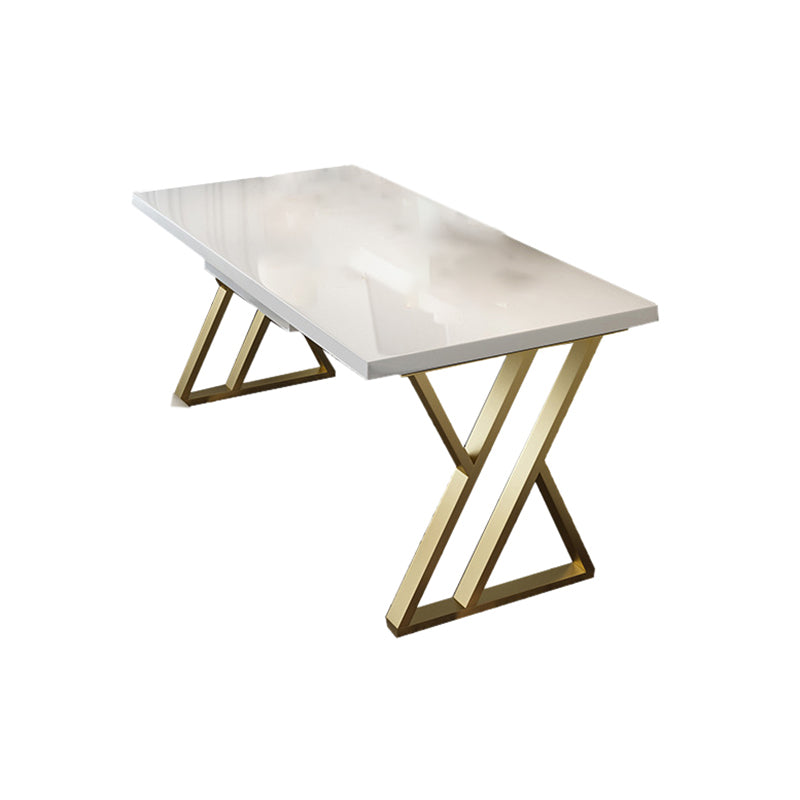 Solid Wood Writing Desk White and Gold Office Desk Pine Trestle