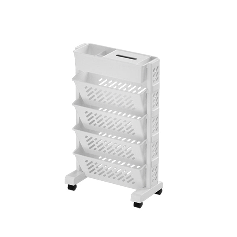Pure White Shelf Bookcase Contemporary Closed Back 7.5" Wide Book Shelf Vertical