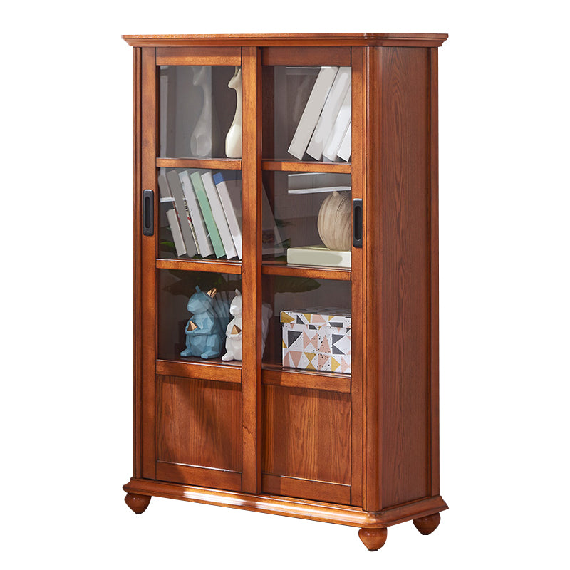 Glam Closed Back Standard Wood Shelf Bookcase for Living Room