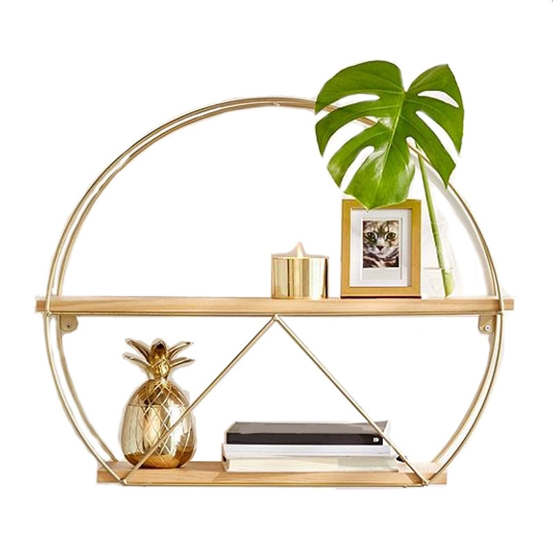Floating Metal Bookshelf Luxury Gold Open Bookcase with Shelves