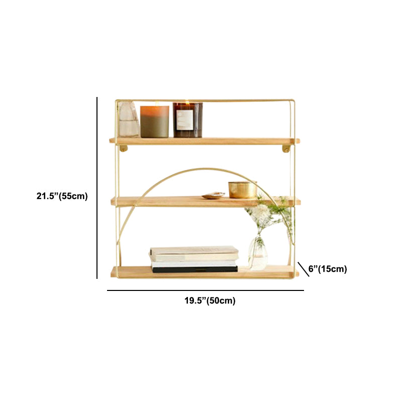 Floating Metal Bookshelf Luxury Gold Open Bookcase with Shelves
