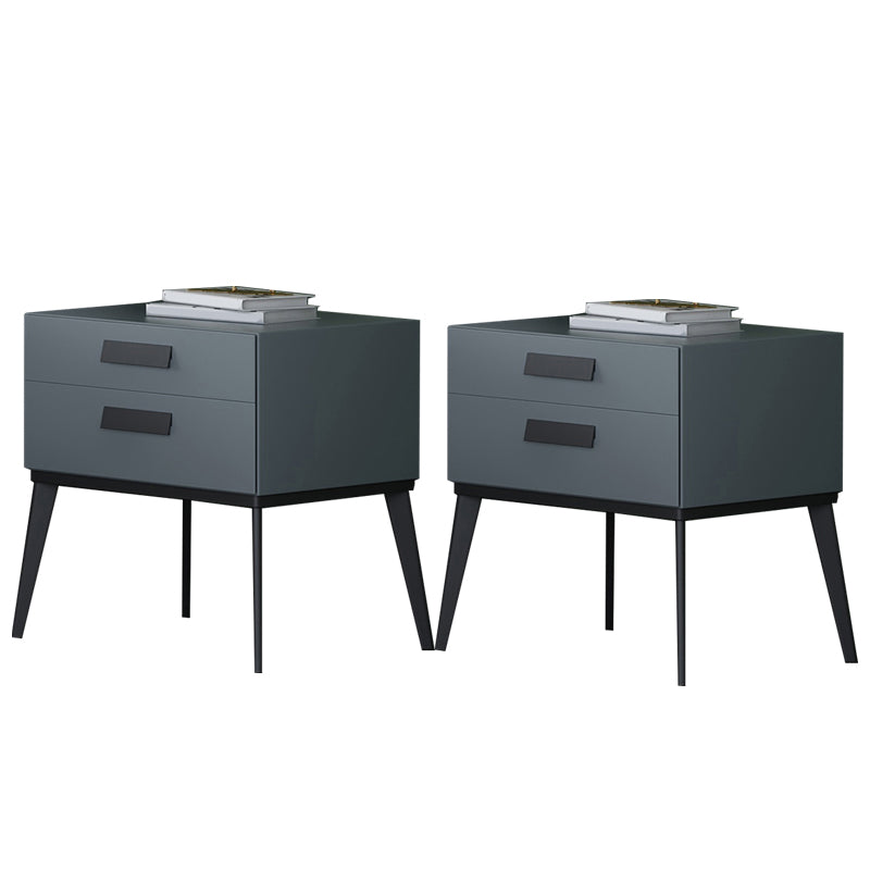 Wooden and Leather Bedside Cabinet Modern Minimalist Bedside Table with Drawers