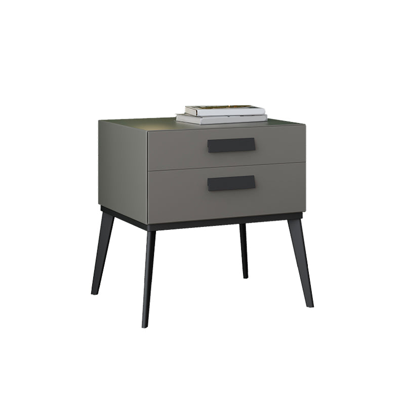 Wooden and Leather Bedside Cabinet Modern Minimalist Bedside Table with Drawers