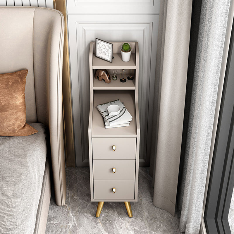 Engineered Wood Bed Nightstand Open Storage Night Table with Legs