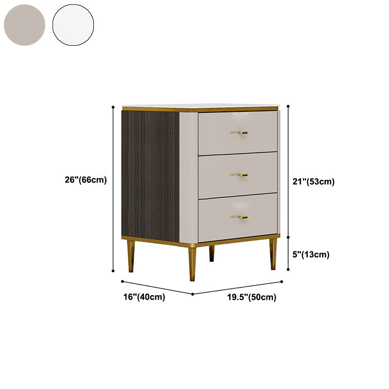 Glam Stone Bedroom Storage Chest White / Grey Vertical Chest with Drawers