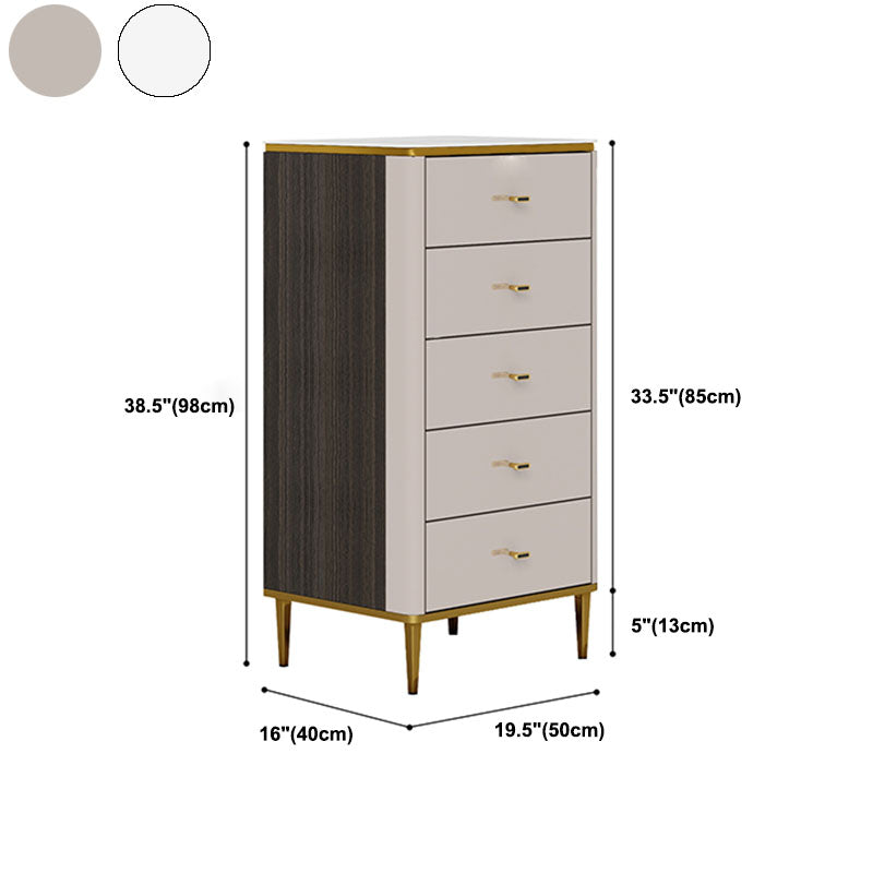 Glam Stone Bedroom Storage Chest White / Grey Vertical Chest with Drawers